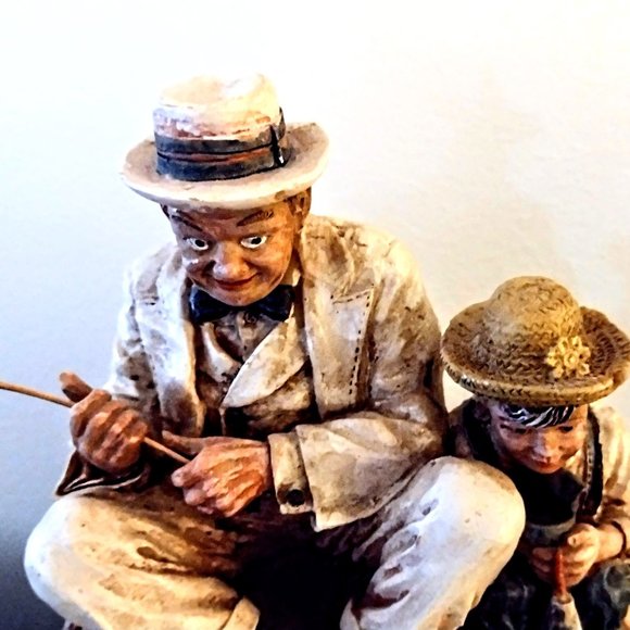 Always Time for Fishing! Man & Boy ~ Marlow Collection Resin Figurine, Wood Base - Picture 5 of 14